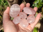 Polished Gemmy Rose Quartz Palm Stones x 35 From Madagascar - Toprock Gemstones and Minerals 