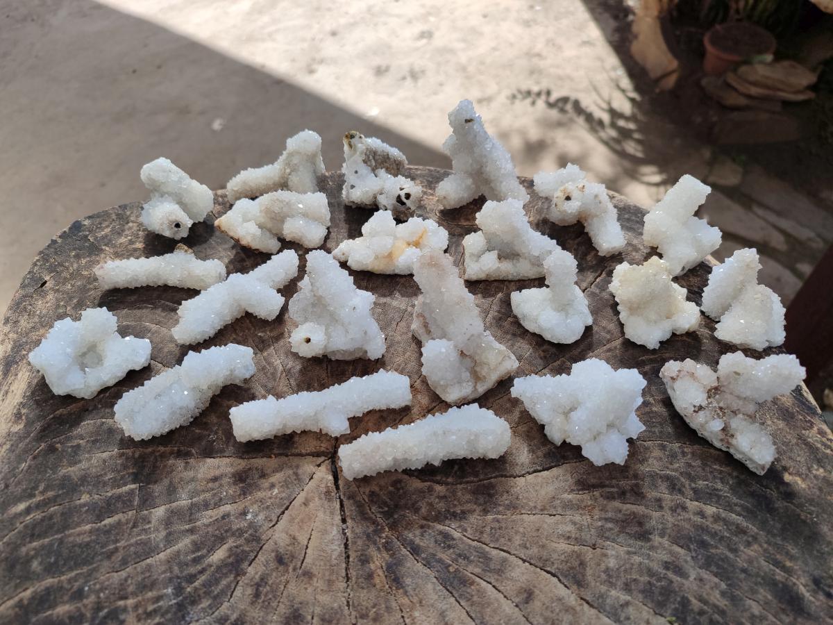 Natural Drusy Stalagmitic Snow Finger Quartz Coated Crystals x 35 From Albert's Mountain, Lesotho - Toprock Gemstones and Minerals 