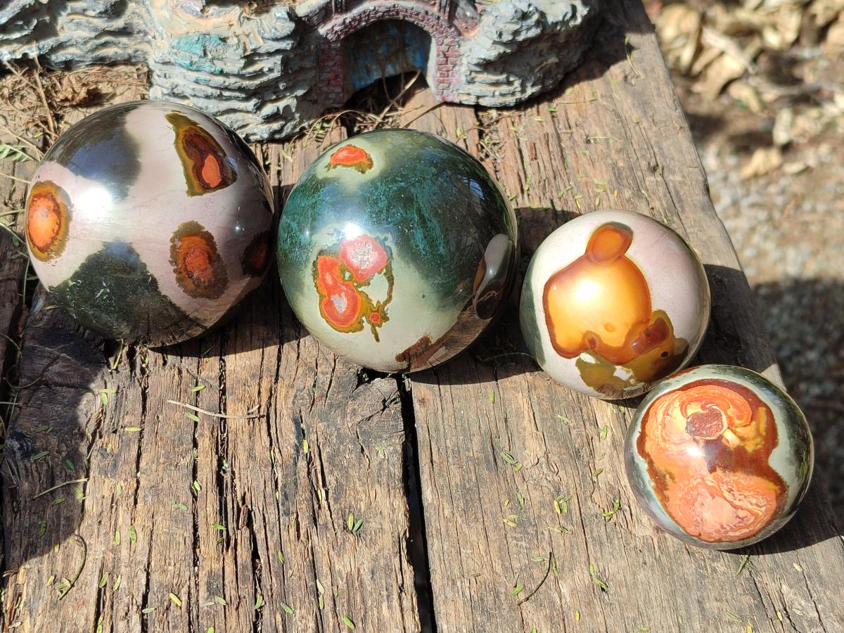 Polished Polychrome Jasper Spheres x 4 From Androka, Madagascar - Toprock Gemstones and Minerals 