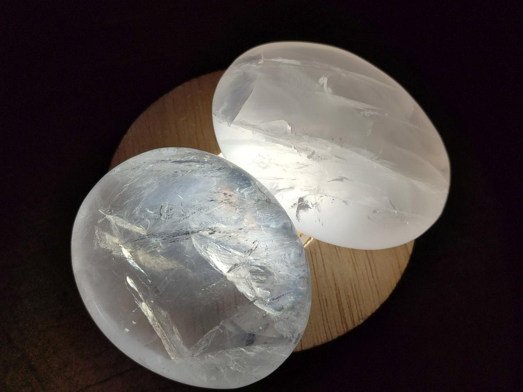 Polished Girasol Pearl Quartz Palm Stones x 12 From Ambatondrazaka, Madagascar - Toprock Gemstones and Minerals 