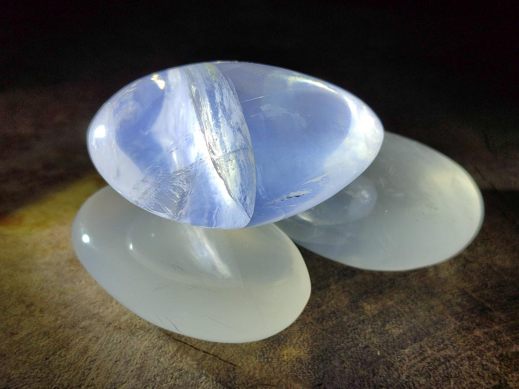 Polished Girasol Pearl Quartz Palm Stones x 12 From Ambatondrazaka, Madagascar - Toprock Gemstones and Minerals 