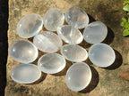 Polished Girasol Pearl Quartz Palm Stones x 12 From Ambatondrazaka, Madagascar - Toprock Gemstones and Minerals 