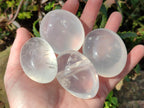 Polished Girasol Pearl Quartz Palm Stones x 12 From Ambatondrazaka, Madagascar - Toprock Gemstones and Minerals 