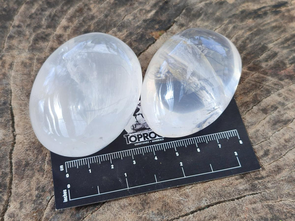 Polished Girasol Pearl Quartz Palm Stones x 12 From Ambatondrazaka, Madagascar - Toprock Gemstones and Minerals 