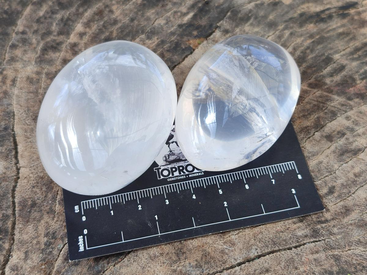 Polished Girasol Pearl Quartz Palm Stones x 12 From Ambatondrazaka, Madagascar - Toprock Gemstones and Minerals 