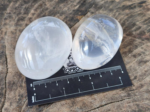 Polished Girasol Pearl Quartz Palm Stones x 12 From Ambatondrazaka, Madagascar - Toprock Gemstones and Minerals 