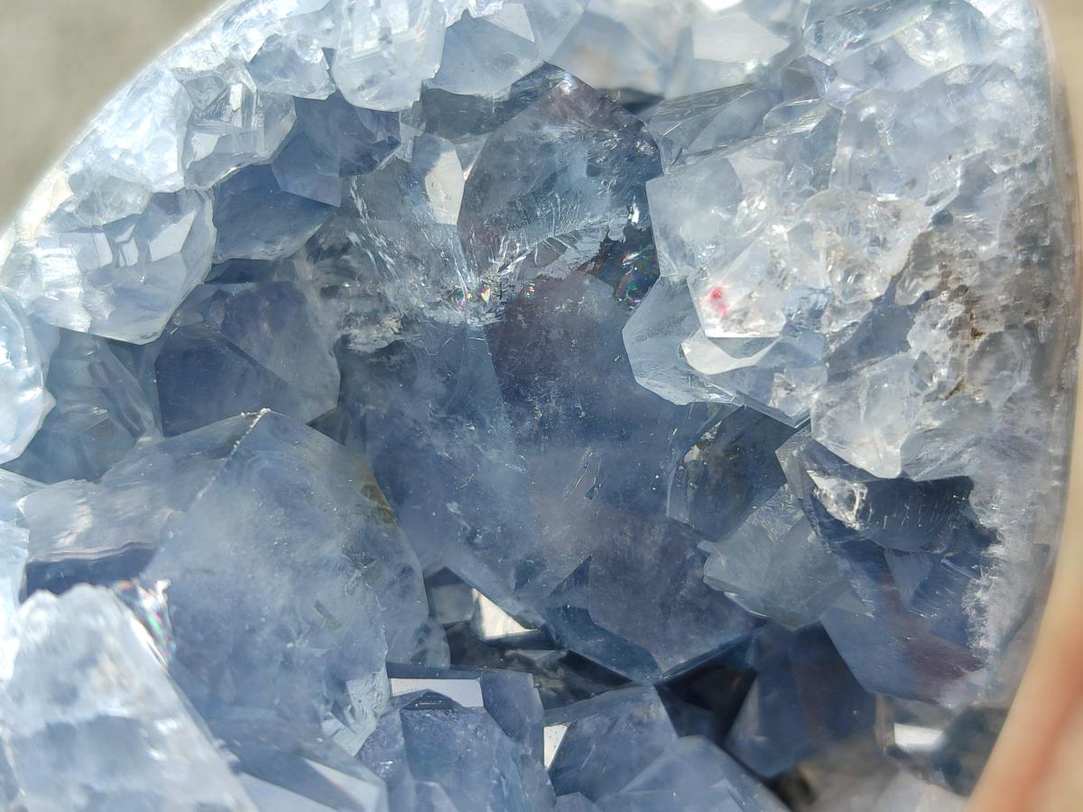 Polished and Natural Blue Celestite Eggs x 3 From Sakoany, Madagascar - Toprock Gemstones and Minerals 