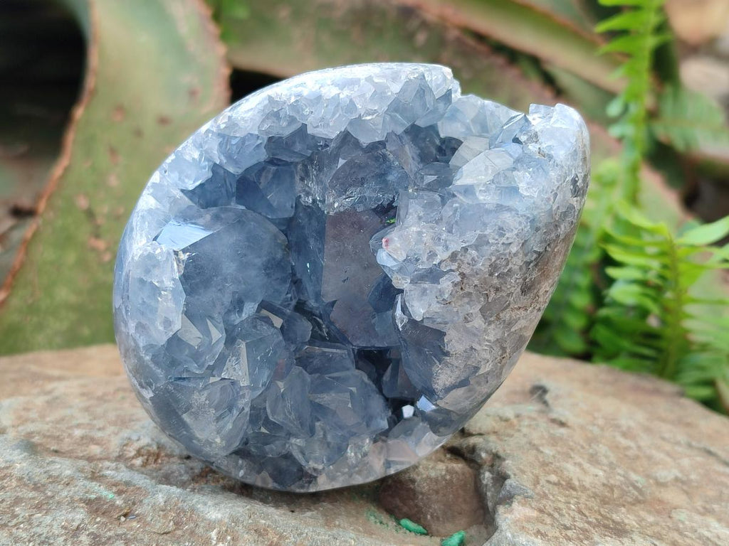 Polished and Natural Blue Celestite Eggs x 3 From Sakoany, Madagascar - Toprock Gemstones and Minerals 