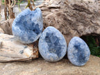 Polished and Natural Blue Celestite Eggs x 3 From Sakoany, Madagascar - Toprock Gemstones and Minerals 