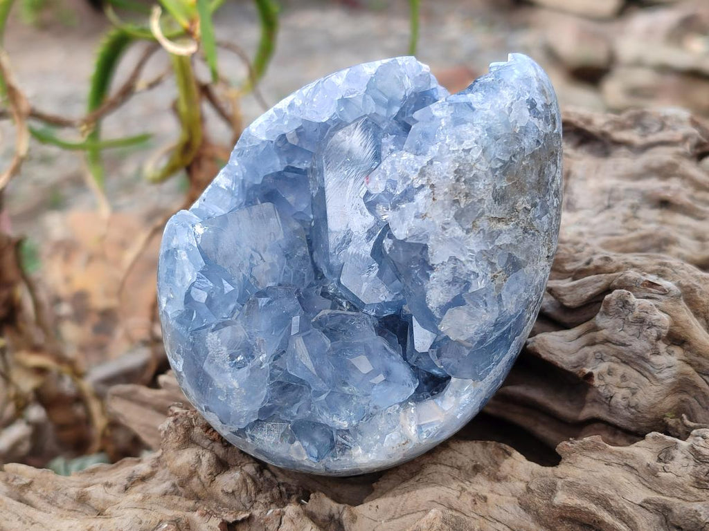 Polished and Natural Blue Celestite Eggs x 3 From Sakoany, Madagascar - Toprock Gemstones and Minerals 