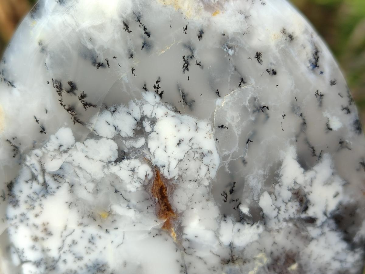 Polished and Natural Fluorescent Dendritic White Opal Standing Display Pieces x 2 From Moralambo, Madagascar - Toprock Gemstones and Minerals 