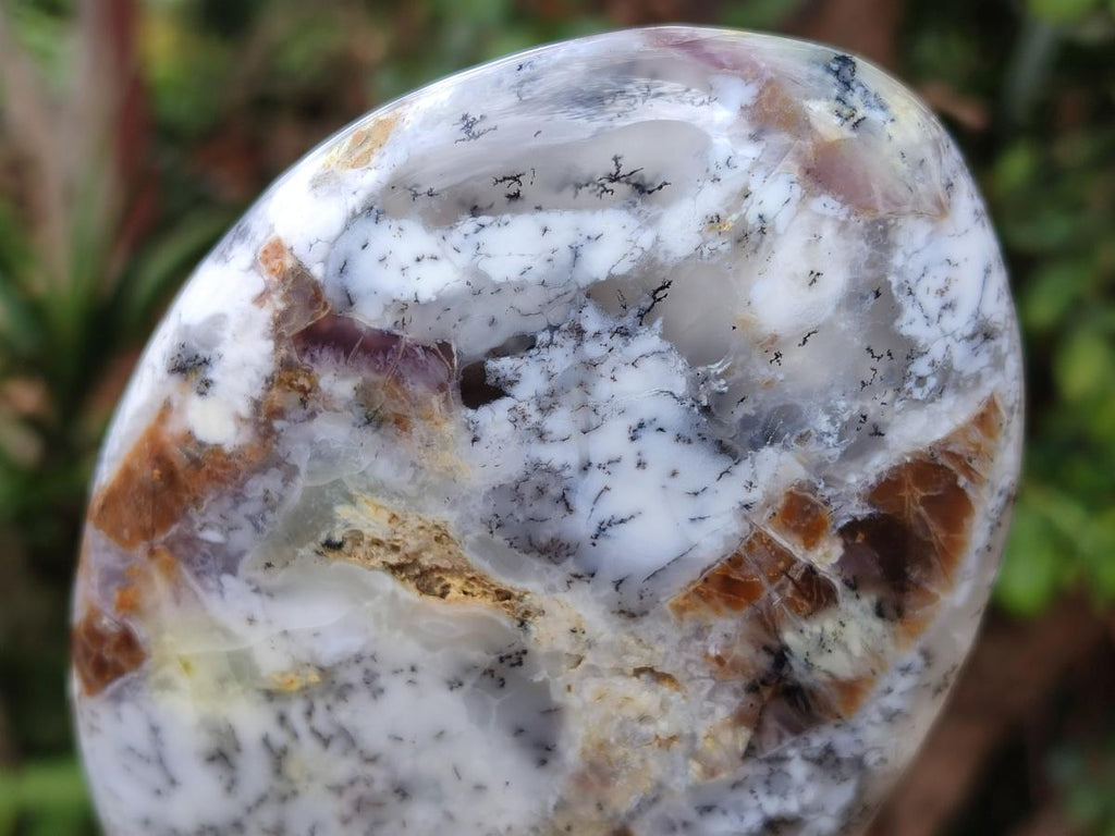 Polished and Natural Fluorescent Dendritic White Opal Standing Display Pieces x 2 From Moralambo, Madagascar - Toprock Gemstones and Minerals 