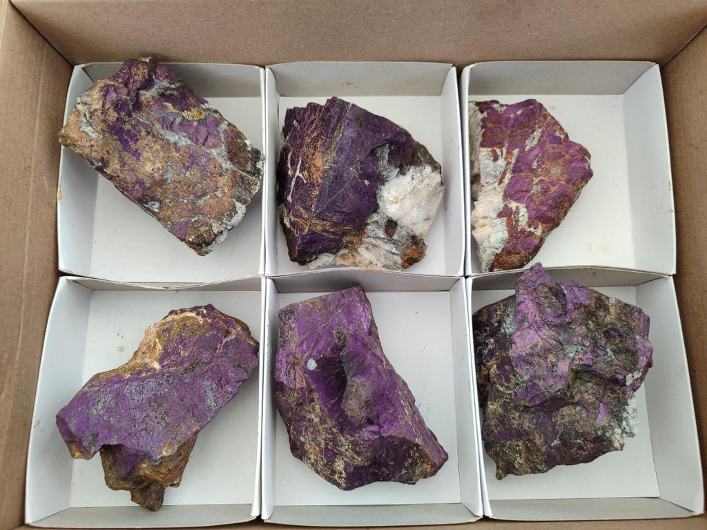 Natural Metallic Cobbed Purpurite Specimens x 6 From Erongo, Namibia - Toprock Gemstones and Minerals 