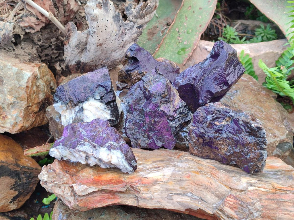 Natural Metallic Cobbed Purpurite Specimens x 6 From Erongo, Namibia - Toprock Gemstones and Minerals 