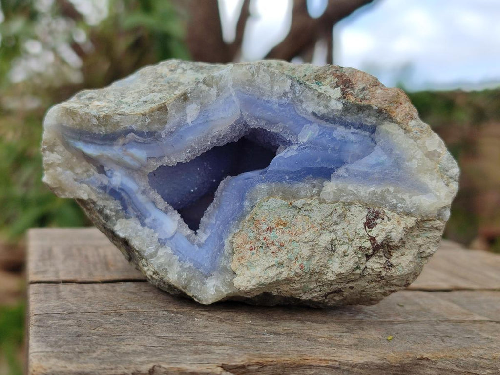 Natural Blue Lace Agate Geode Specimens x 6 From Nsanje, Malawi - Toprock Gemstones and Minerals 