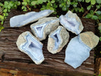 Natural Blue Lace Agate Geode Specimens x 6 From Nsanje, Malawi - Toprock Gemstones and Minerals 