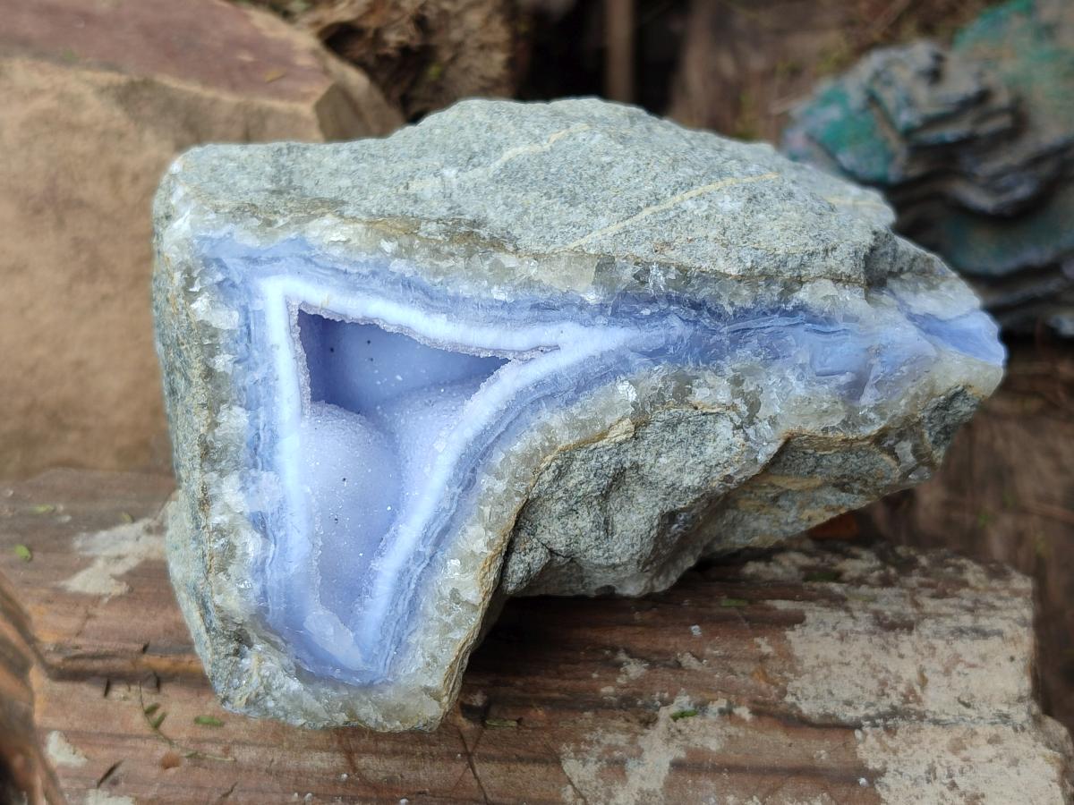 Natural Blue Lace Agate Geode Specimens x 6 From Nsanje, Malawi - Toprock Gemstones and Minerals 