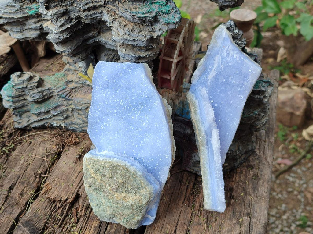 Natural Blue Lace Agate Geode Specimens x 6 From Nsanje, Malawi - Toprock Gemstones and Minerals 