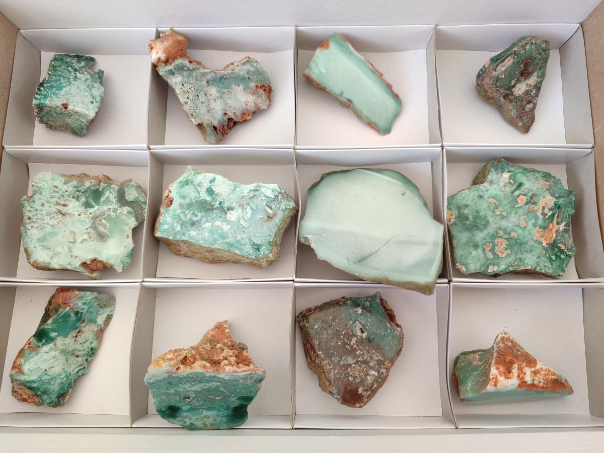 Polished One Side Great Dyke Mtorolite Chrysoprase Slices x 12 From Great Dyke Mountain Range, Zimbabwe - Toprock Gemstones and Minerals 