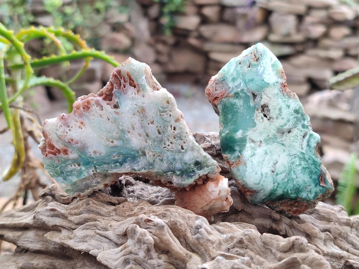 Polished One Side Great Dyke Mtorolite Chrysoprase Slices x 12 From Great Dyke Mountain Range, Zimbabwe - Toprock Gemstones and Minerals 