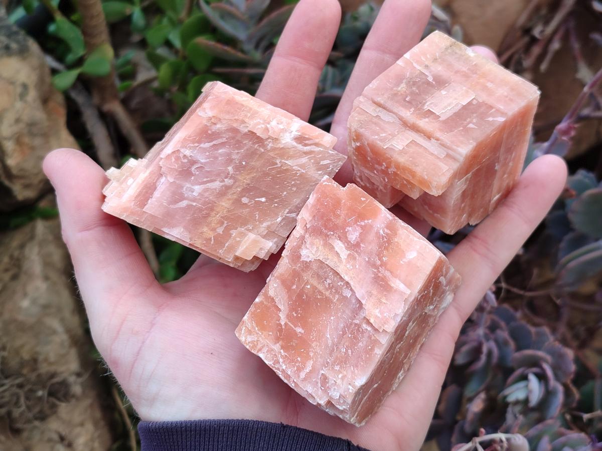 Natural Rhombohedral Sunset Deep Orange Calcite Specimens x 12 From Spitzkop, Namibia - Toprock Gemstones and Minerals 
