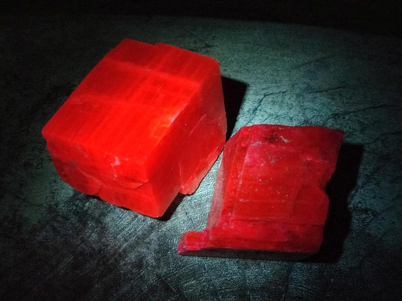 Natural Rhombohedral Sunset Deep Orange Calcite Specimens x 12 From Spitzkop, Namibia - Toprock Gemstones and Minerals 