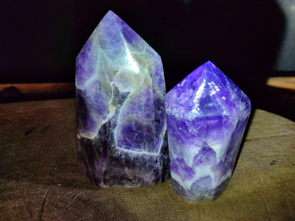 Polished Chevron Amethyst Display Crystals x 2 From Zambia - Toprock Gemstones and Minerals 