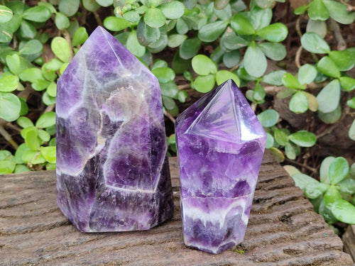 Polished Chevron Amethyst Display Crystals x 2 From Zambia - Toprock Gemstones and Minerals 