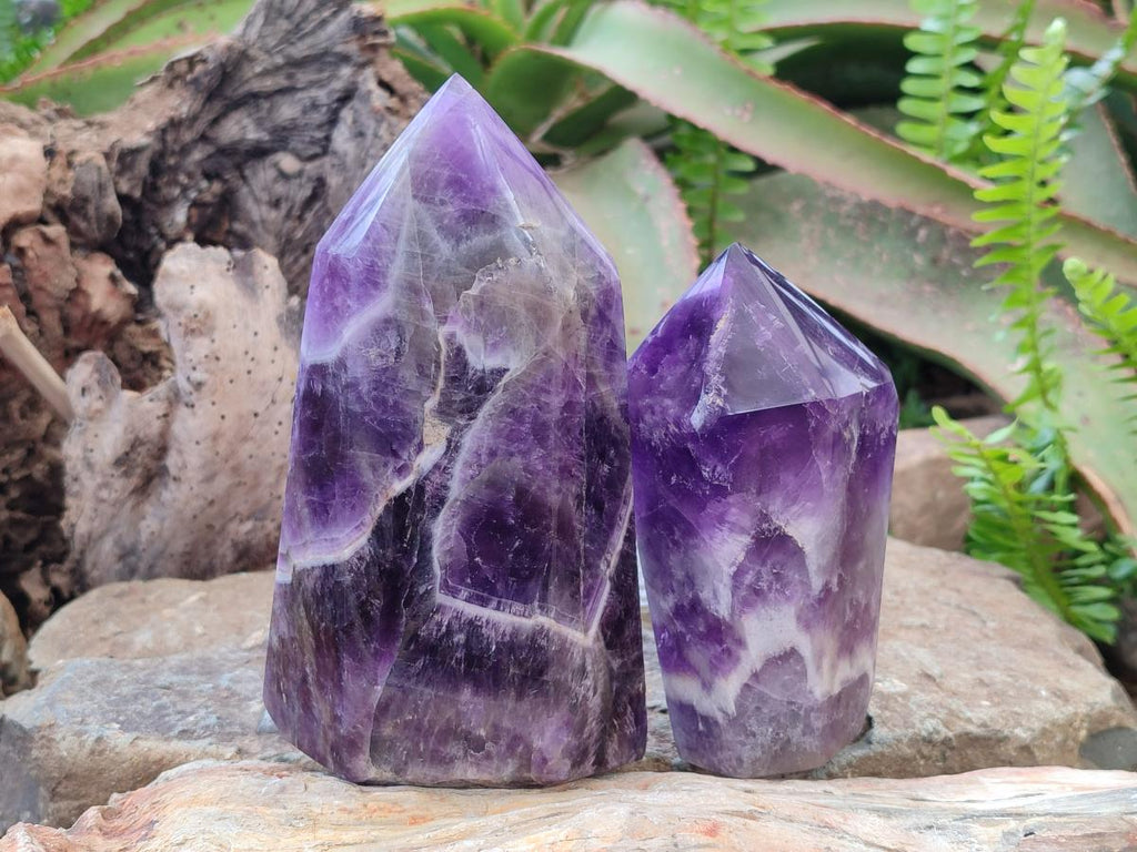 Polished Chevron Amethyst Display Crystals x 2 From Zambia - Toprock Gemstones and Minerals 