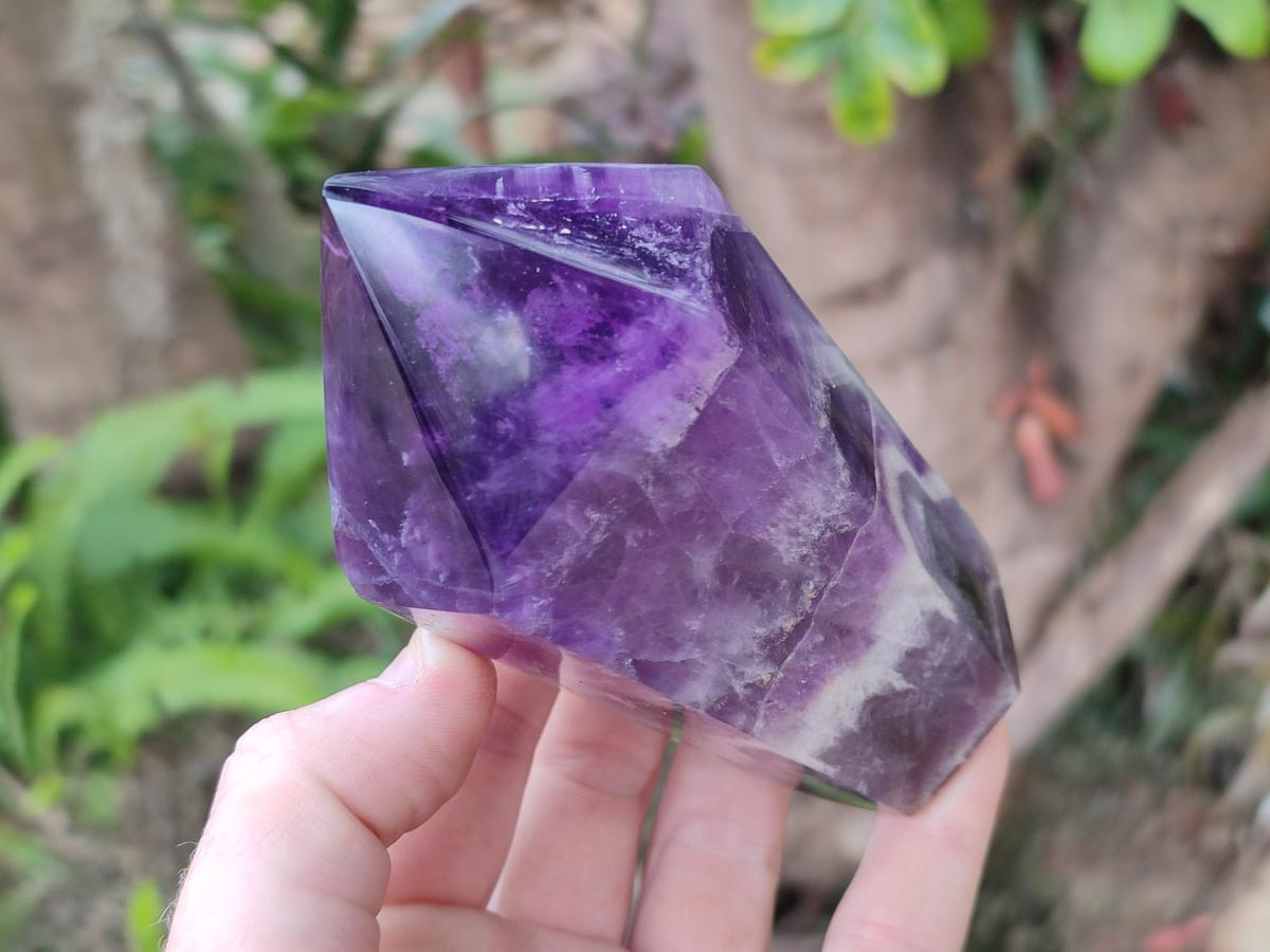 Polished Chevron Amethyst Display Crystals x 2 From Zambia - Toprock Gemstones and Minerals 