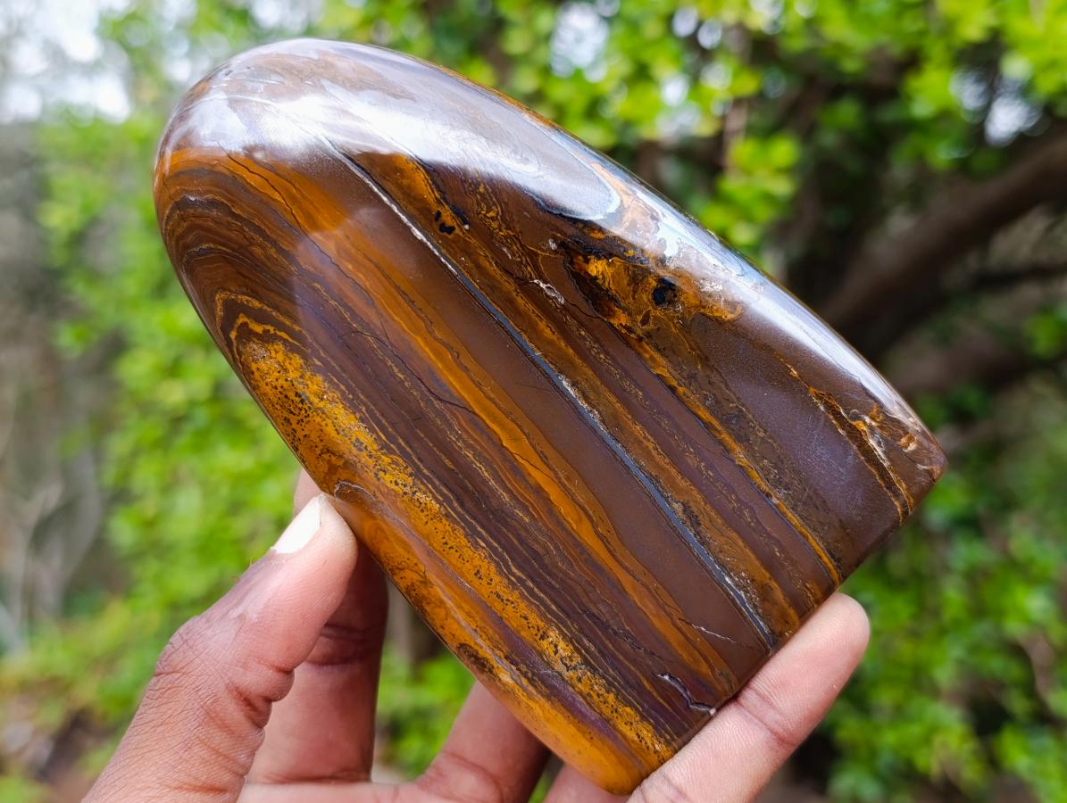 Polished Golden Tigers Eye Standing Display Pieces x 3 From Prieska, South Africa - Toprock Gemstones and Minerals 