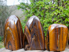 Polished Golden Tigers Eye Standing Display Pieces x 3 From Prieska, South Africa - Toprock Gemstones and Minerals 