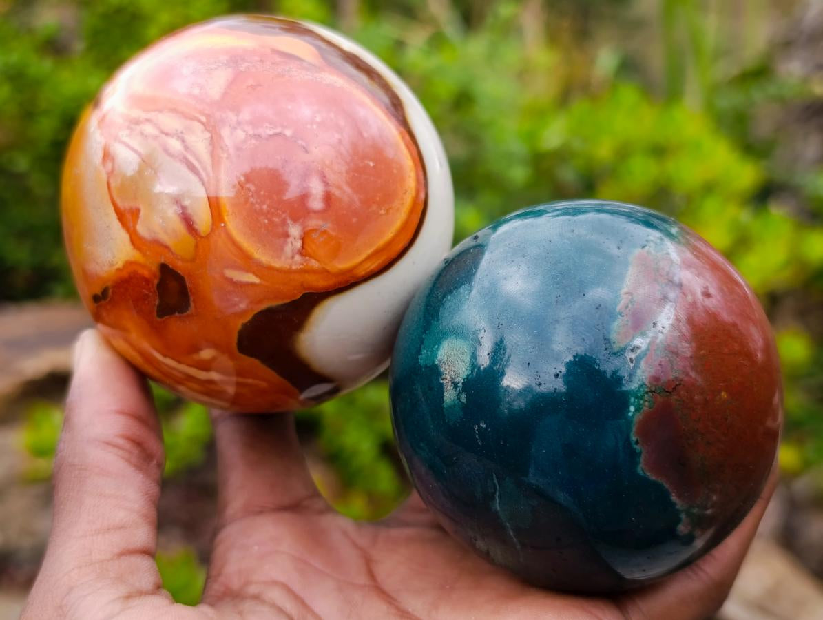 Polished Polychrome Jasper Spheres x 3 From Androka, Madagascar - Toprock Gemstones and Minerals 