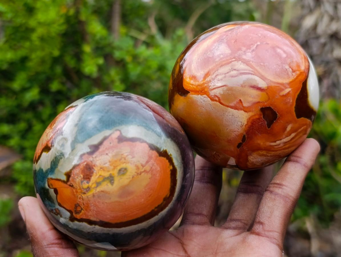 Polished Polychrome Jasper Spheres x 3 From Androka, Madagascar - Toprock Gemstones and Minerals 
