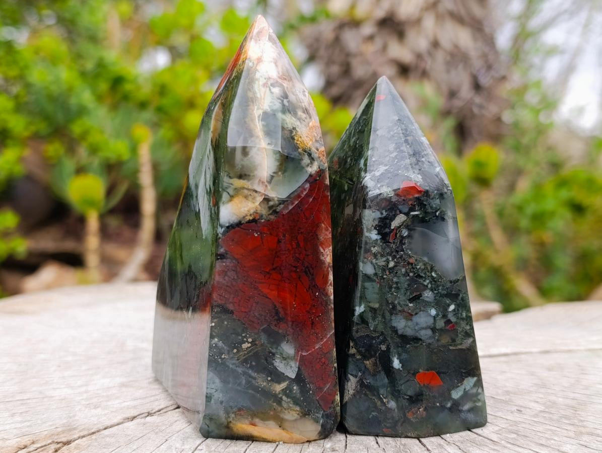Polished Bloodstone Display Crystals x 2 From Swaziland - Toprock Gemstones and Minerals 