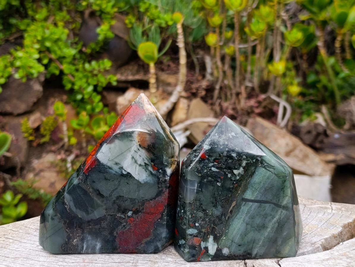 Polished Bloodstone Display Crystals x 2 From Swaziland - Toprock Gemstones and Minerals 