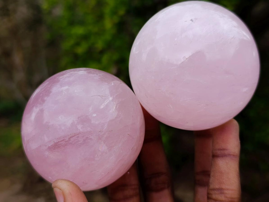 Polished Gemmy Star Rose Quartz Spheres x 4 From Madagascar - Toprock Gemstones and Minerals 