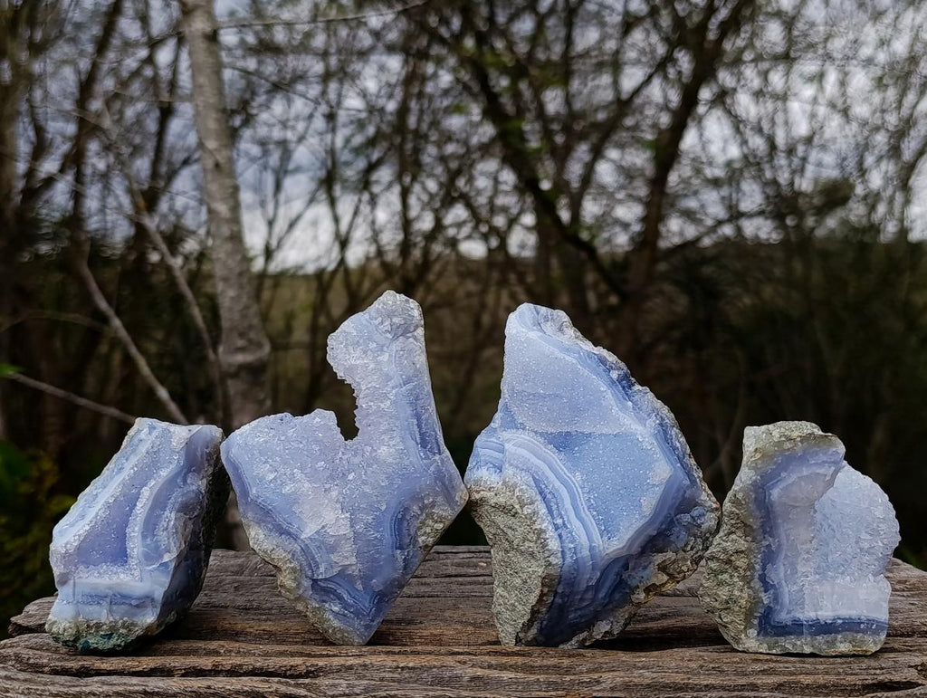 Natural Blue Lace Agate Geode Specimens x 12 From Nsanje, Malawi - Toprock Gemstones and Minerals 