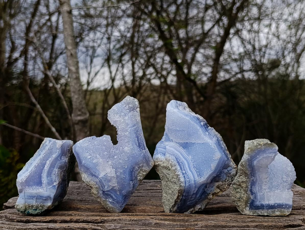 Natural Blue Lace Agate Geode Specimens x 12 From Nsanje, Malawi - Toprock Gemstones and Minerals 