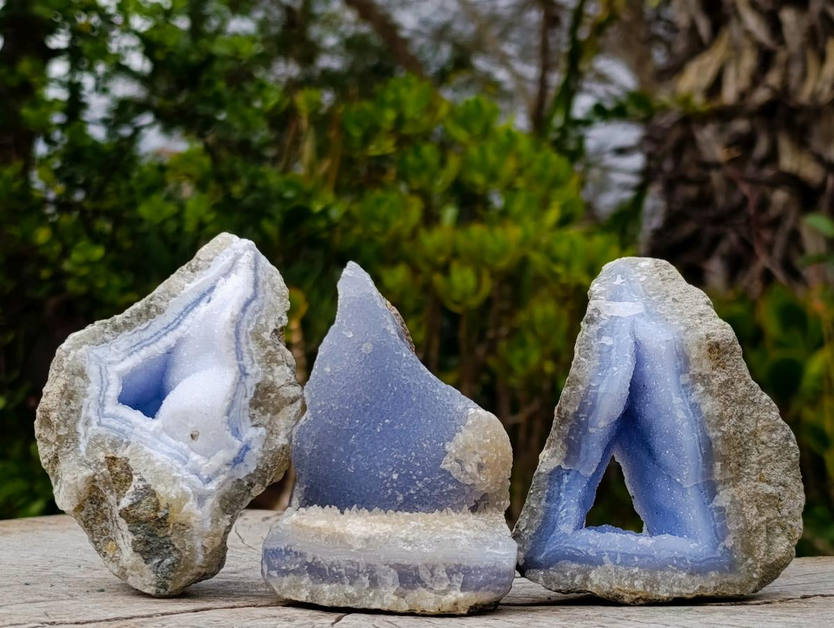 Natural Blue Lace Agate Geode Specimens x 12 From Nsanje, Malawi - Toprock Gemstones and Minerals 