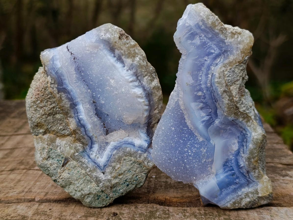 Natural Blue Lace Agate Geode Specimens x 12 From Nsanje, Malawi - Toprock Gemstones and Minerals 