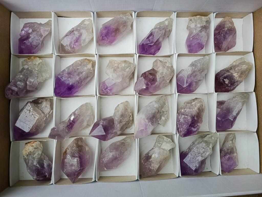 Natural Jacaranda Amethyst Single Crystals x 24 From Mumbwa, Zambia - Toprock Gemstones and Minerals 