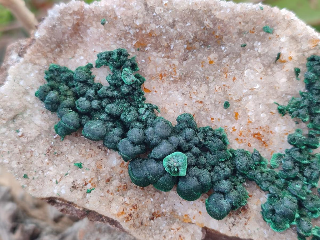 Natural Ball Malachite Specimens with Quartz on Dolomite Matrix x 1 From Mindingi Mine, Kambove, Congo - Toprock Gemstones and Minerals 