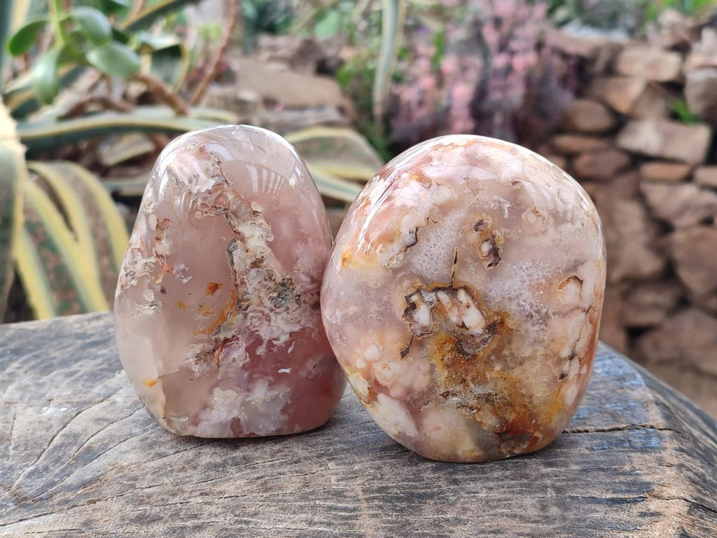 Polished and Natural Flower Agate Standing Display Pieces x 3 From Antsahalova, Madagascar - Toprock Gemstones and Minerals 