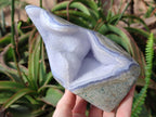 Polished and Natural Blue Lace Agate Standing Display Pieces x 2 From Nsanje, Malawi - Toprock Gemstones and Minerals 