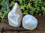 Polished and Natural Blue Lace Agate Standing Display Pieces x 2 From Nsanje, Malawi - Toprock Gemstones and Minerals 