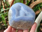Polished and Natural Blue Lace Agate Standing Display Pieces x 2 From Nsanje, Malawi - Toprock Gemstones and Minerals 