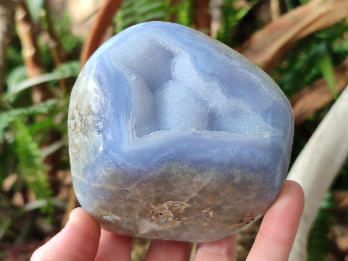 Polished and Natural Blue Lace Agate Standing Display Pieces x 2 From Nsanje, Malawi - Toprock Gemstones and Minerals 