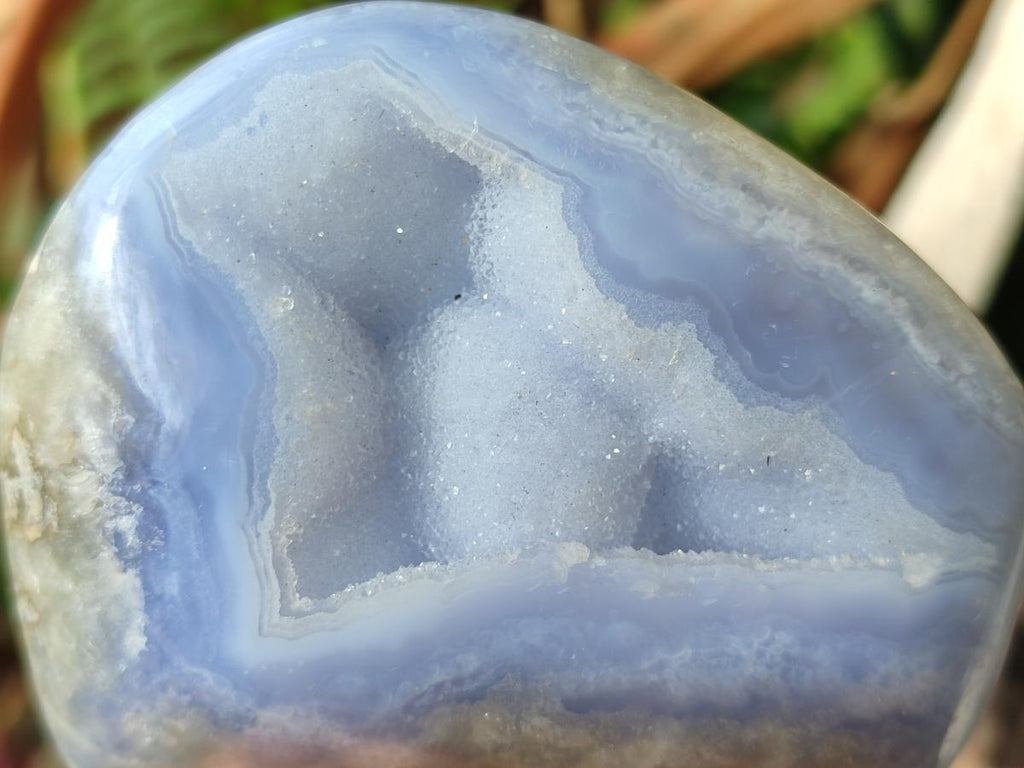 Polished and Natural Blue Lace Agate Standing Display Pieces x 2 From Nsanje, Malawi - Toprock Gemstones and Minerals 