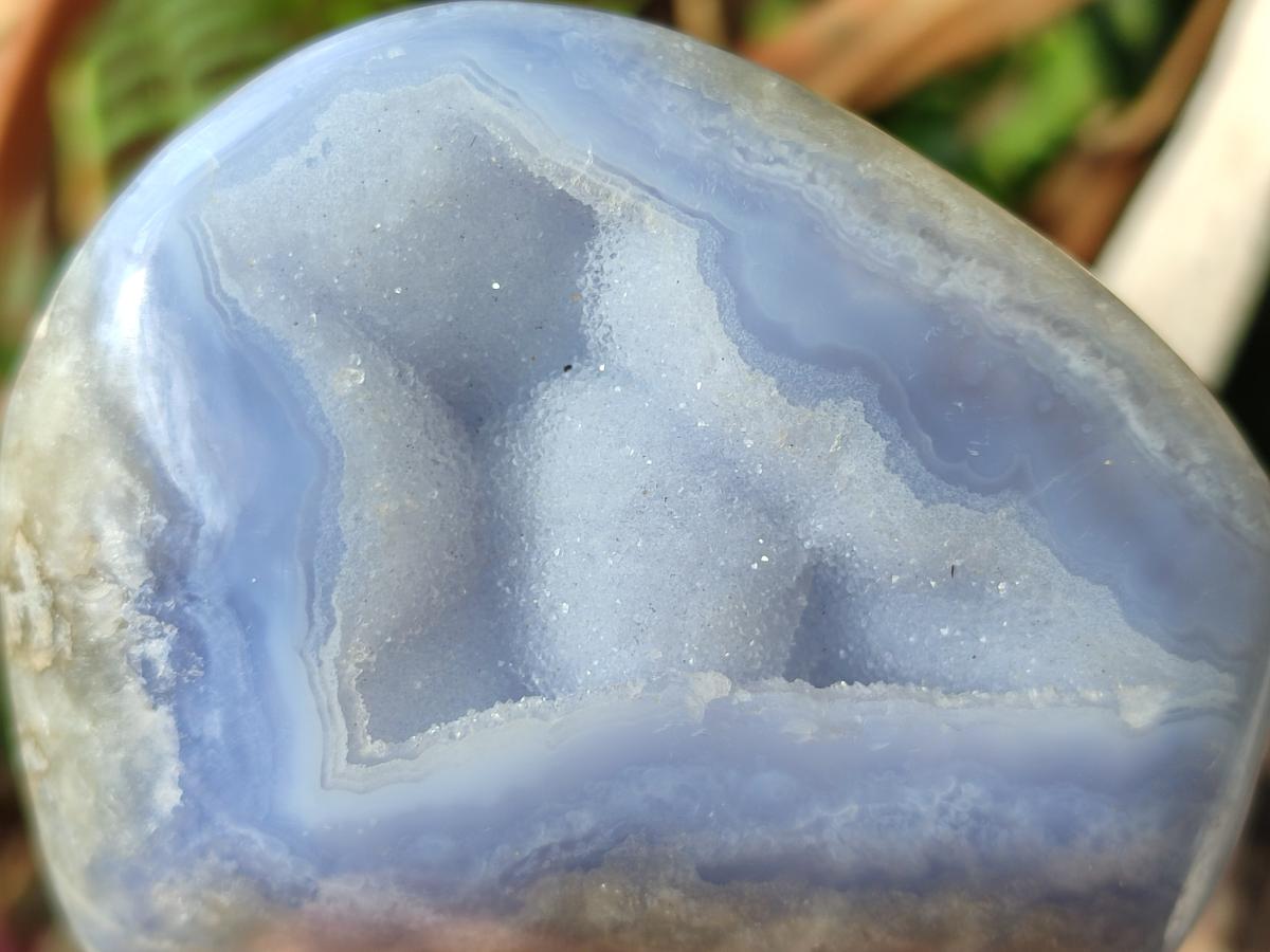 Polished and Natural Blue Lace Agate Standing Display Pieces x 2 From Nsanje, Malawi - Toprock Gemstones and Minerals 